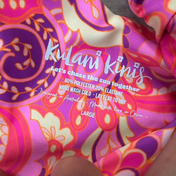 Kulani Kinis Strawberry Swirl Bikini Set Size Large Bralette Top Retro Y bottom - Picture 2 of 4